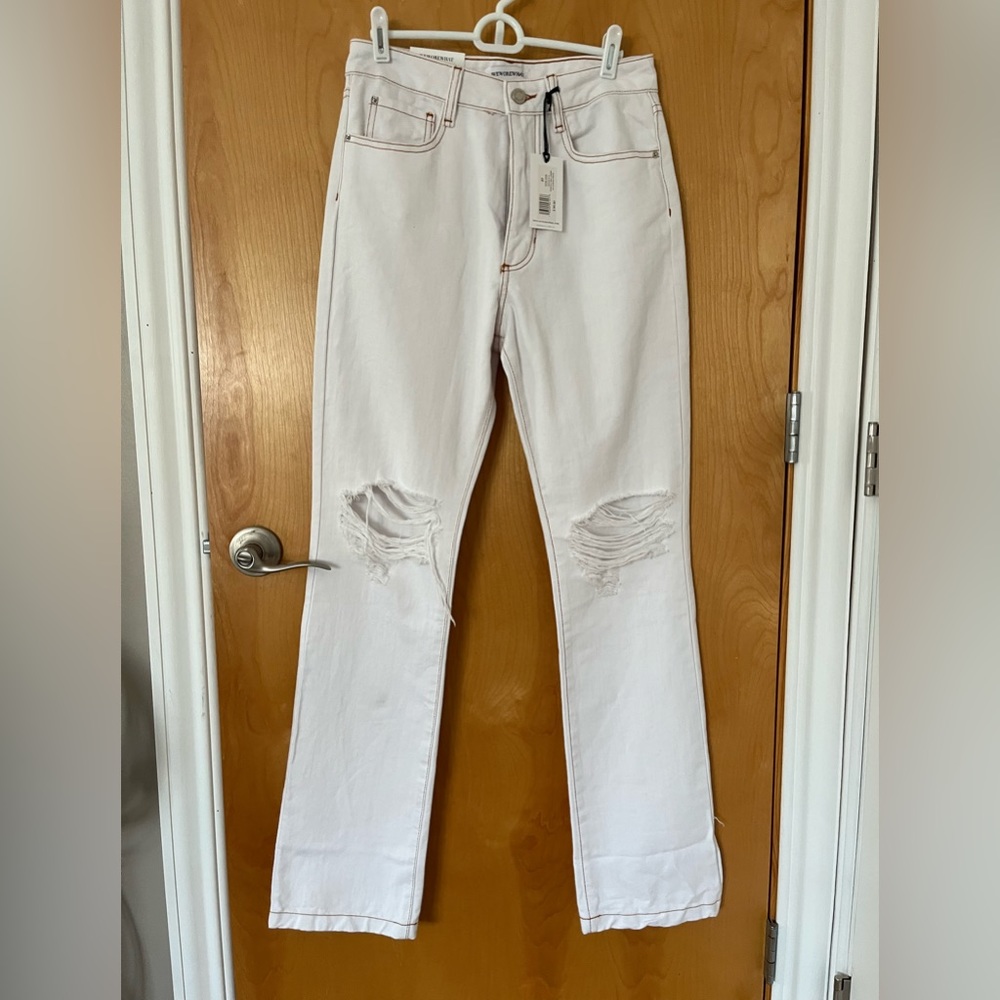NWT WEWOREWHAT Icon Jean, Stretch Twill Denim, Zic classic white, Size 27